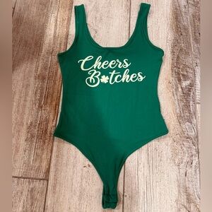 “Cheers B*tches” St.Patricks Day Thong Bodysuit